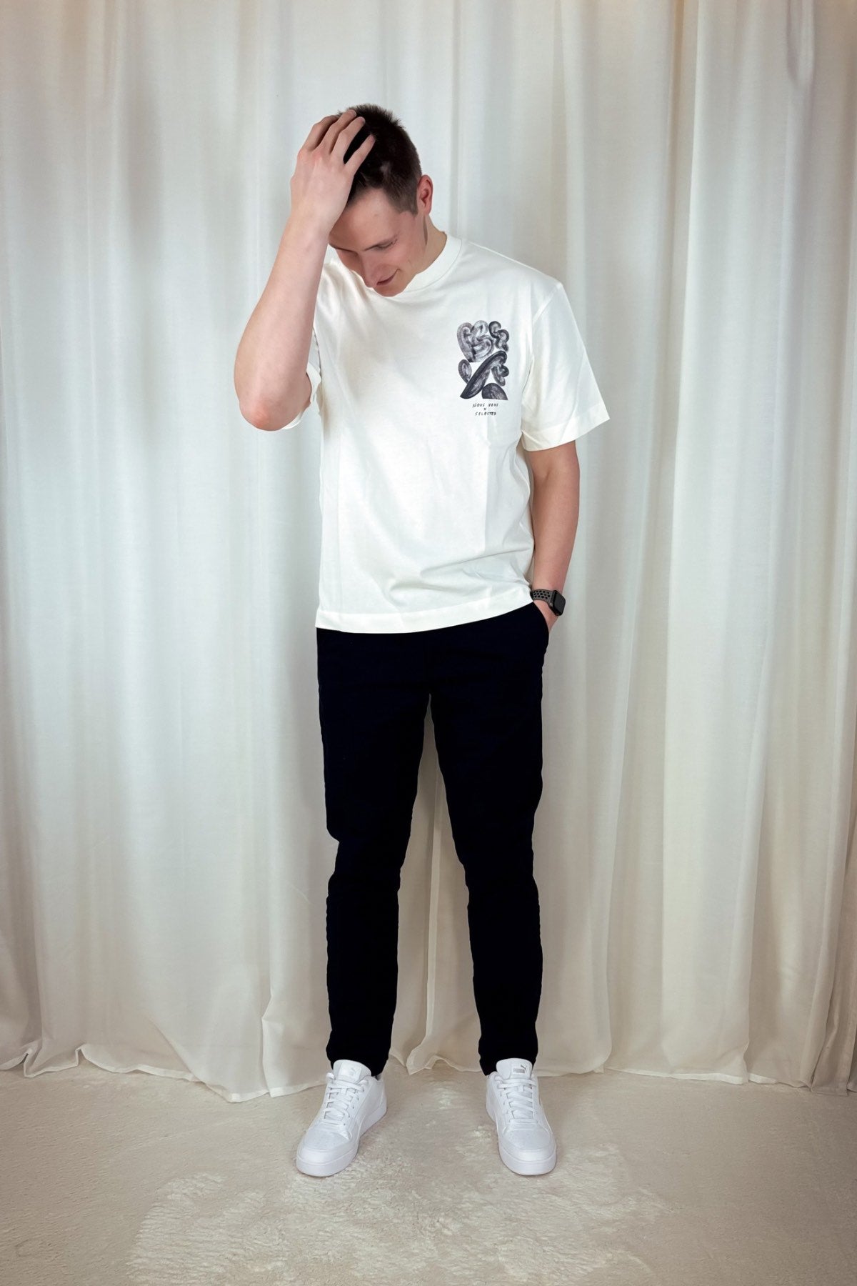 Printed T-Shirt - weiß/schwarz