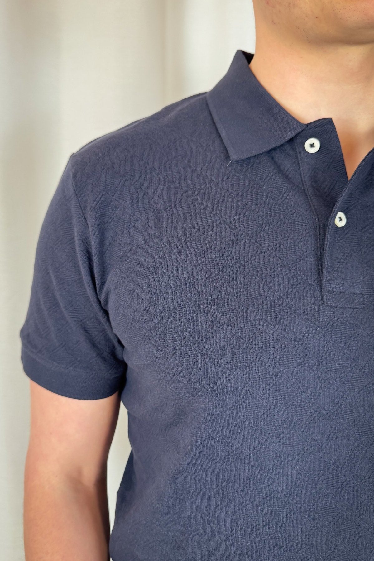 Strukturiertes Polo - blau