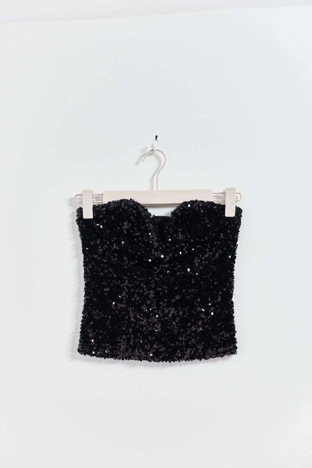 Bustier mit Pailetten - schwarz