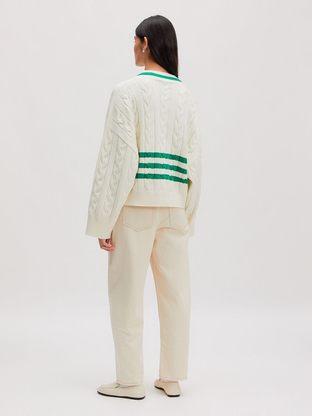 Pullover charline - creme mit grün