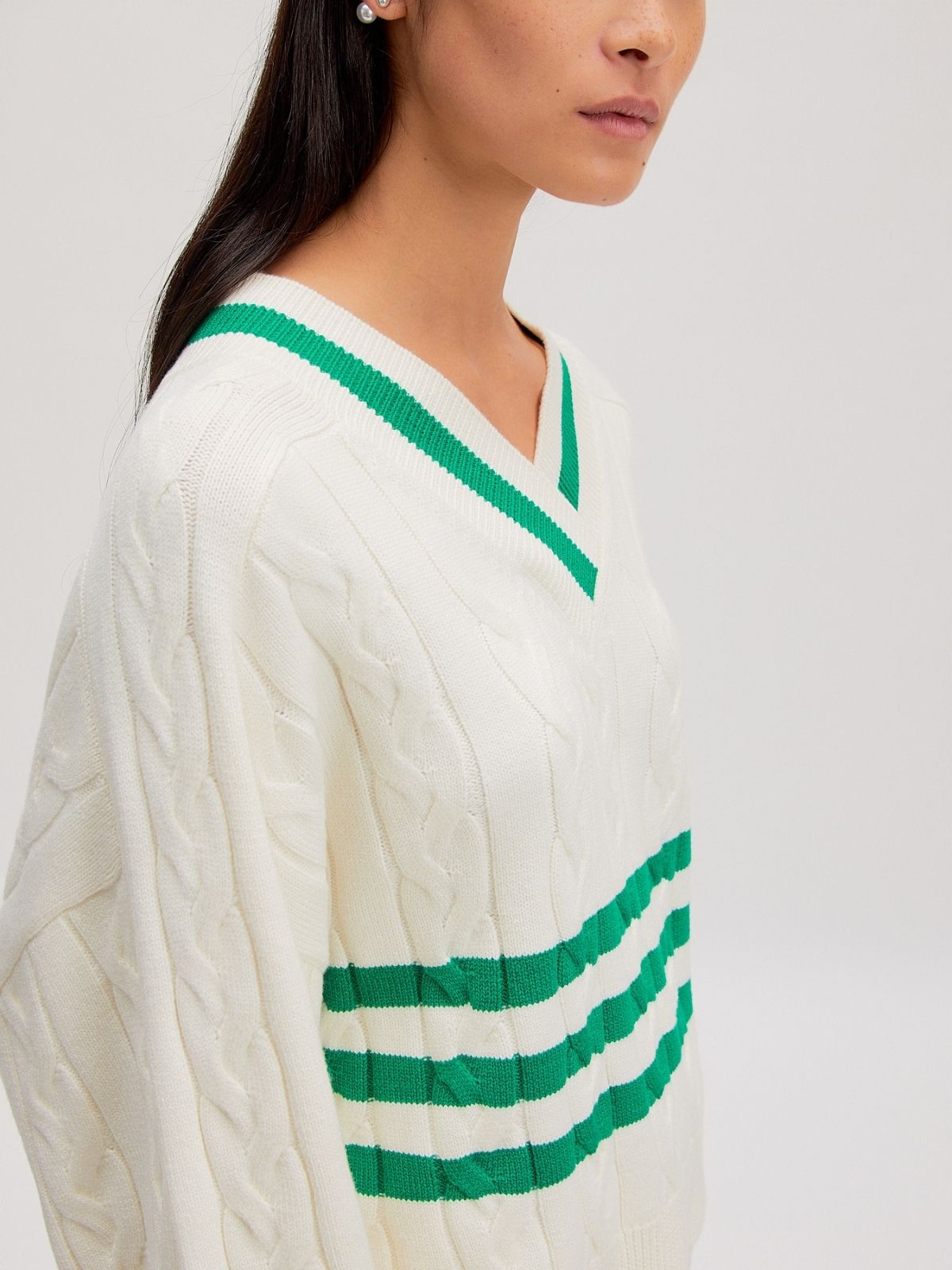 Pullover charline - creme mit grün