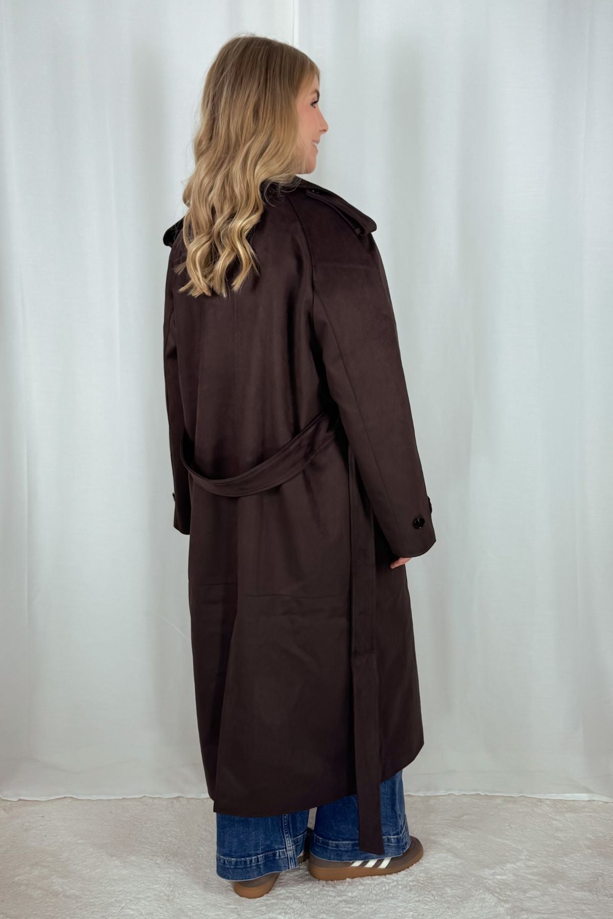 Trenchcoat - Suede - dunkelbraun