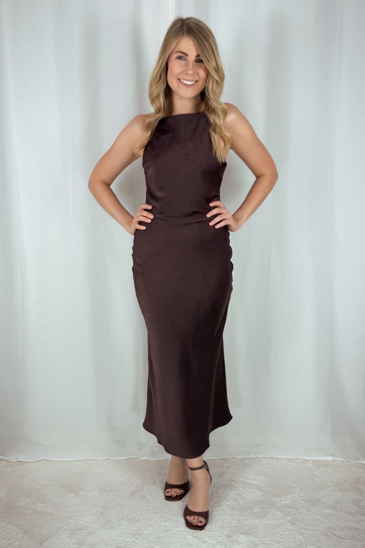 Maxi Kleid mit Struktur - braun