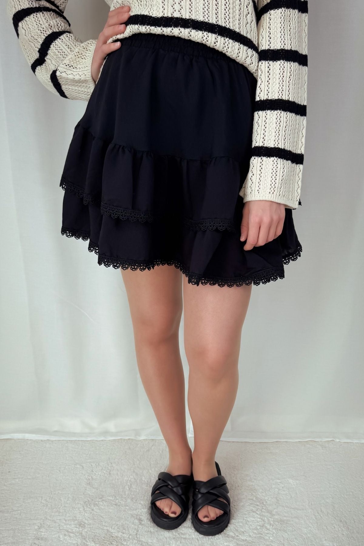Boho Mini-Rock - schwarz