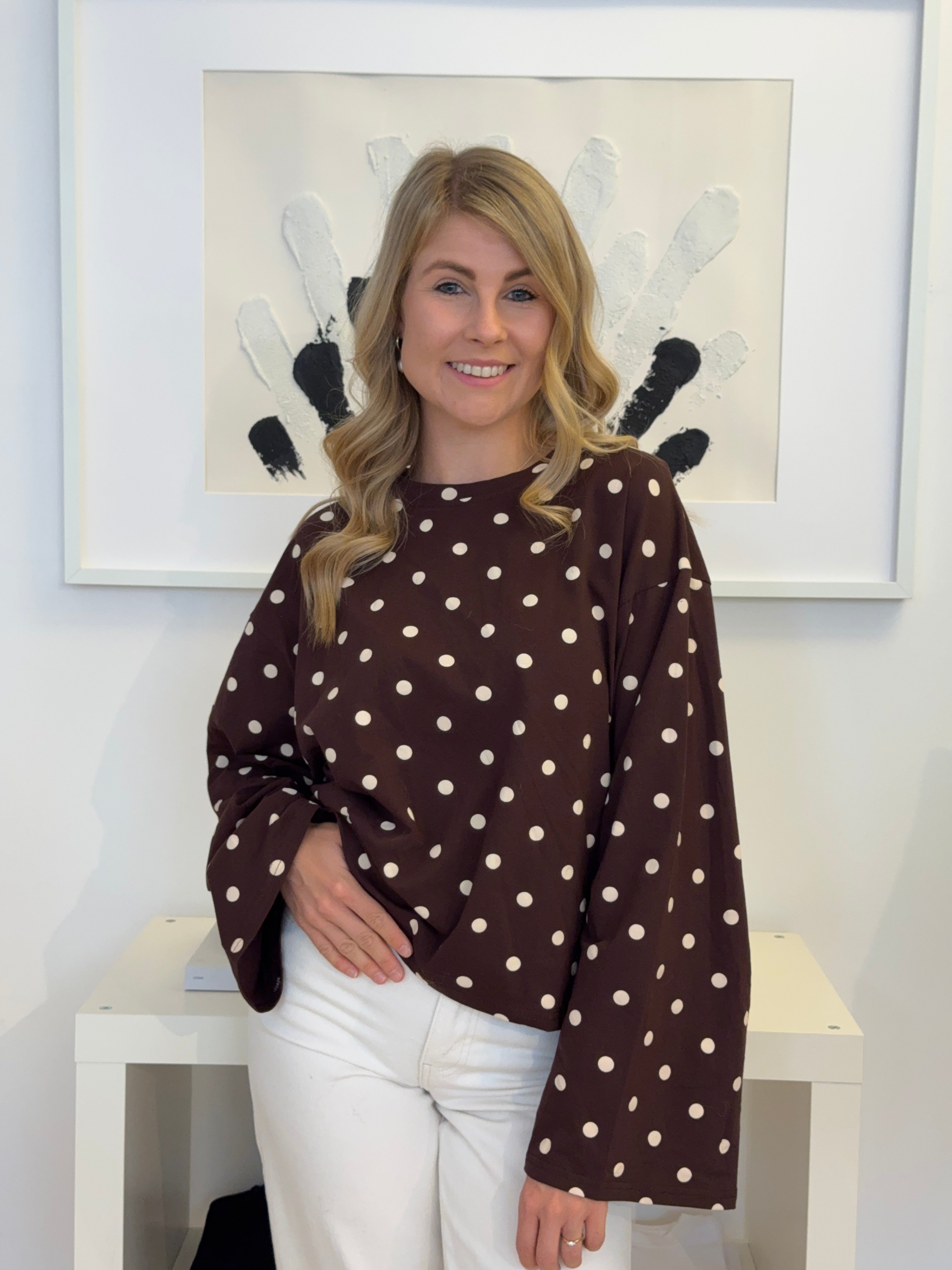 Longsleeve Oversized Polka Dots - braun