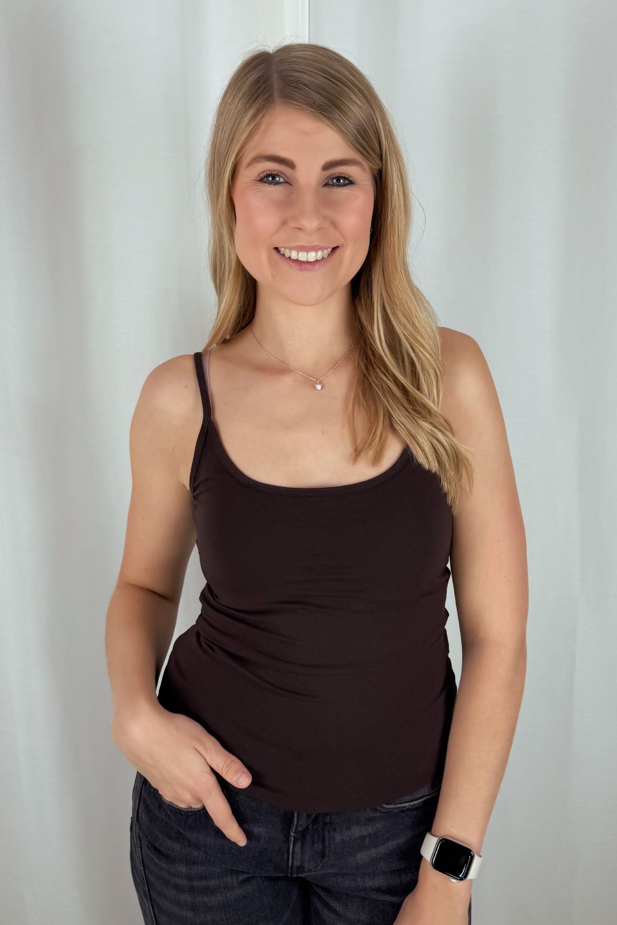 Basic strap Top - braun & schwarz