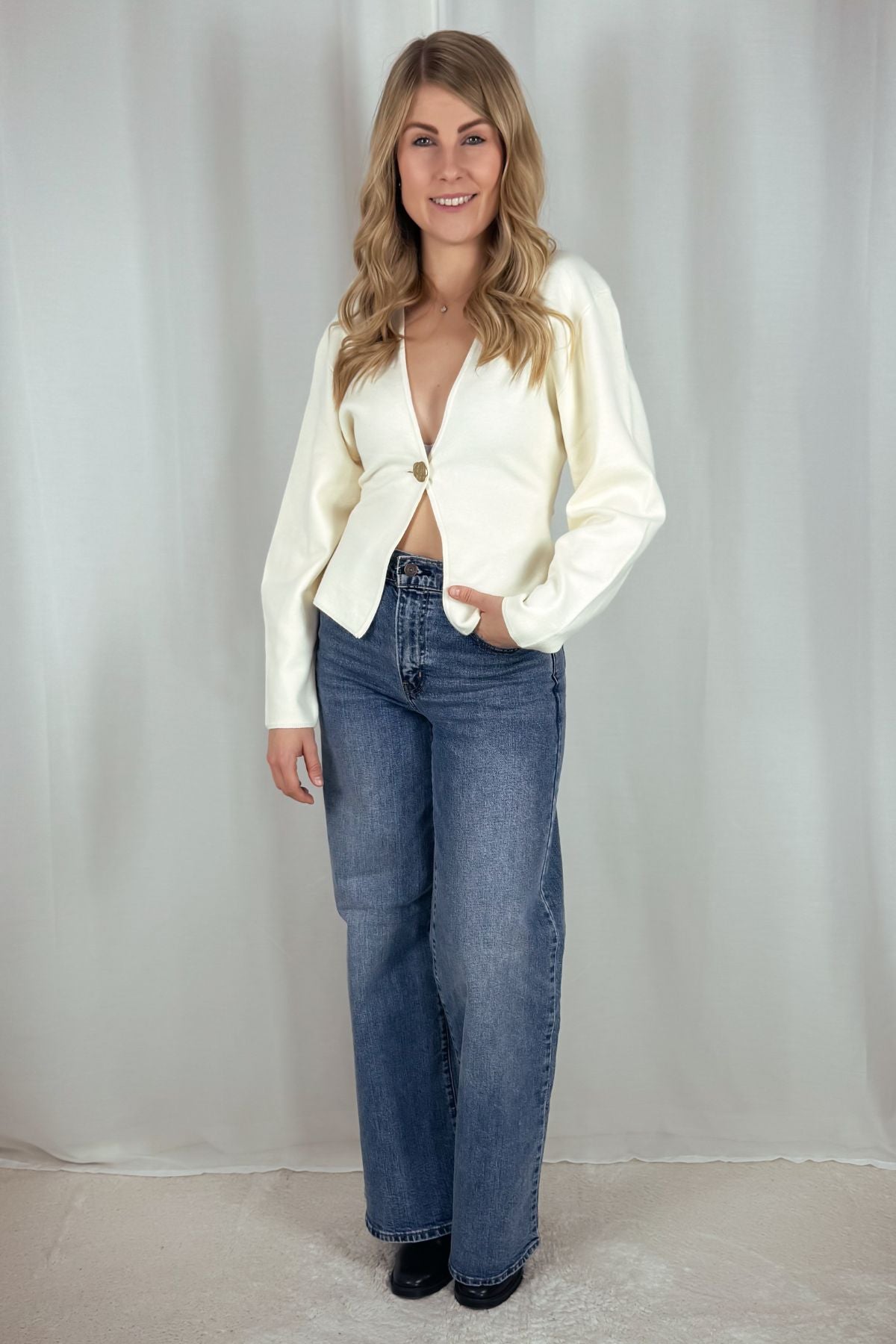 Shaped Strickcardigan - burgunder & creme