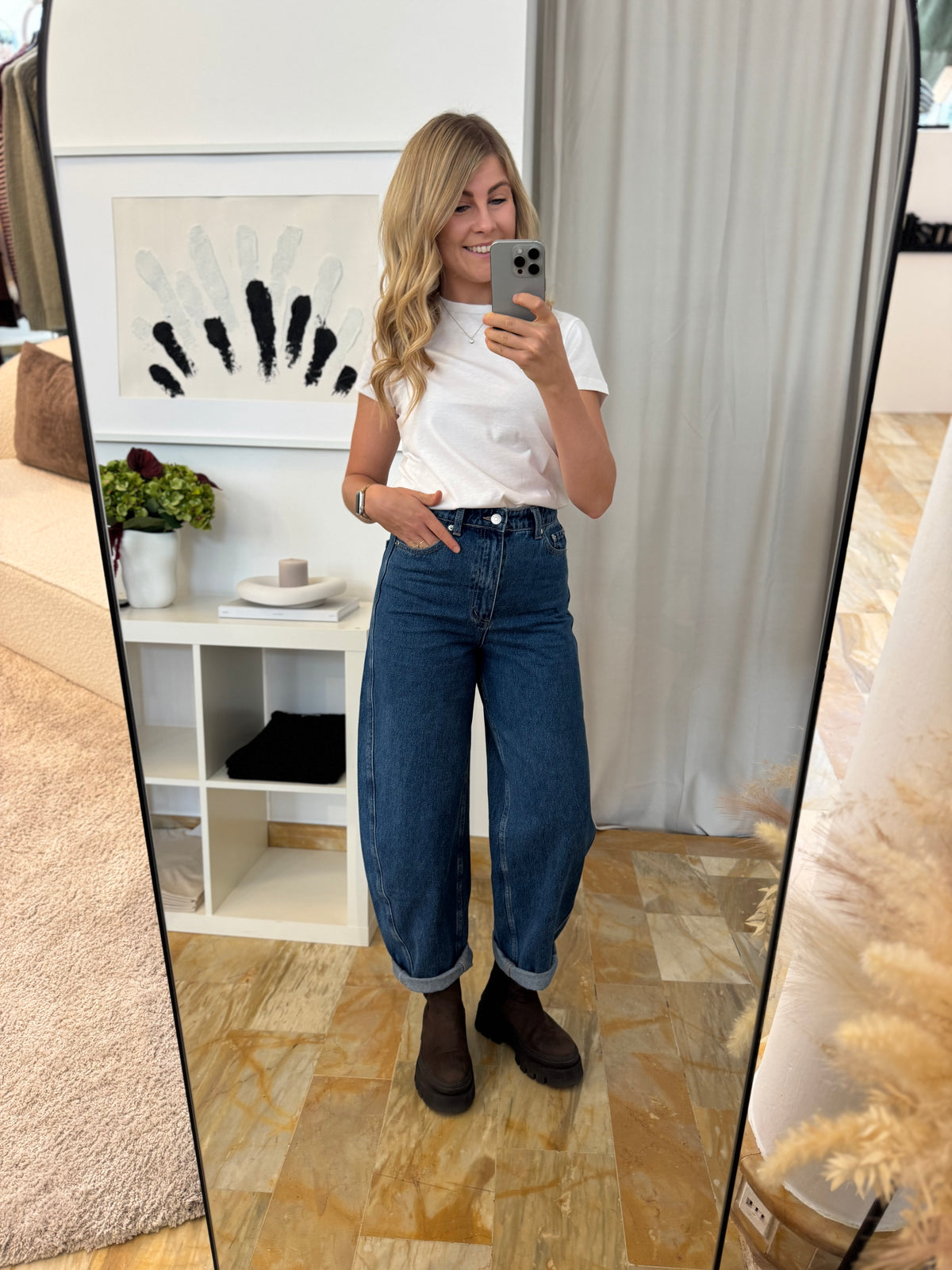 High Waist Barrel Jeans Camilla – Dunkelblau
