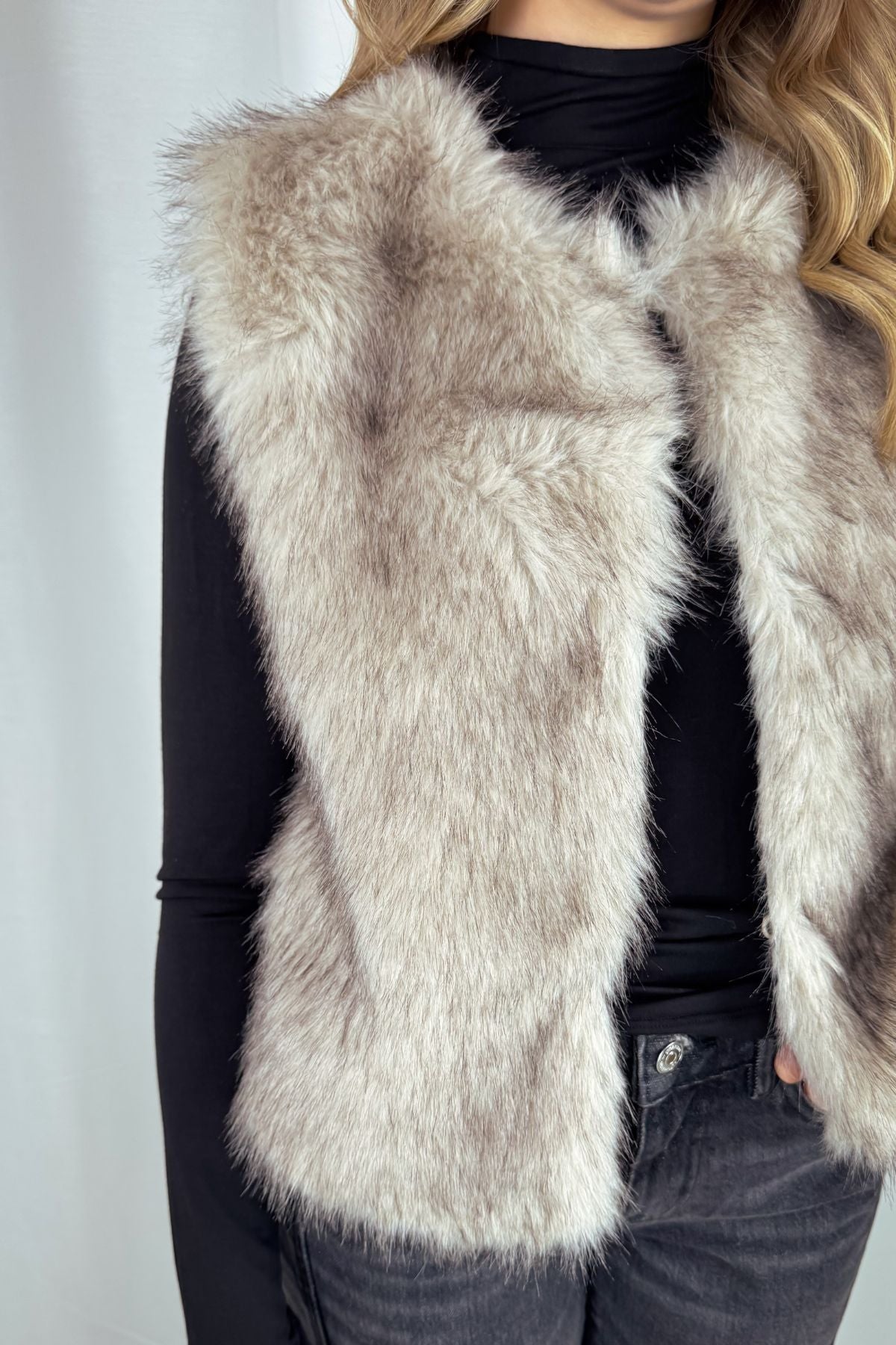 Weste - Faux Fur - beige