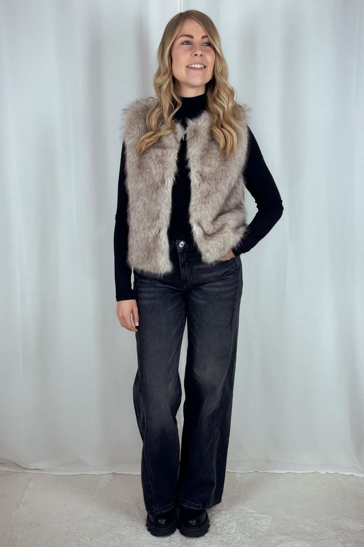 Weste - Faux Fur - beige