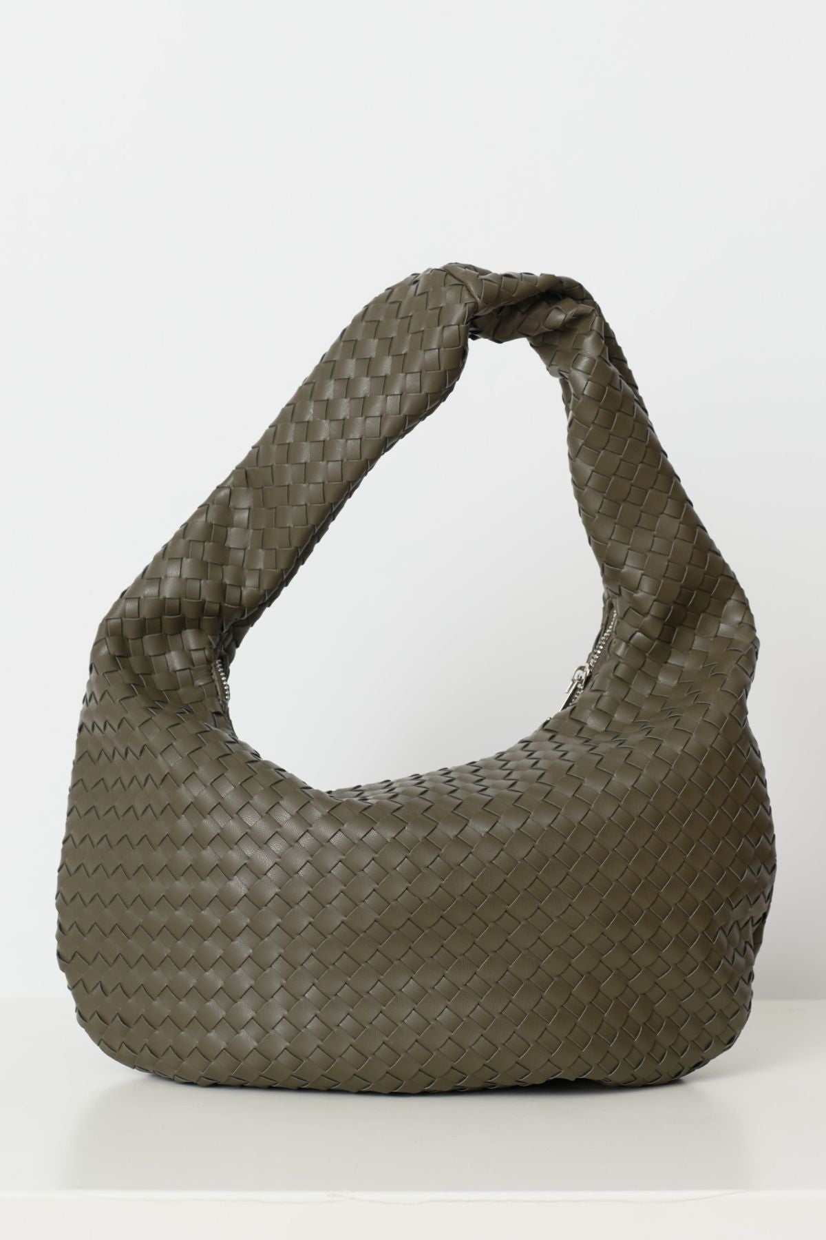Braided Shoulder Bag - khaki