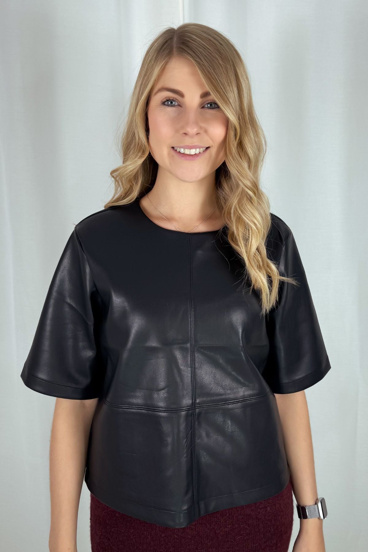 Boxy T-Shirt in Leder