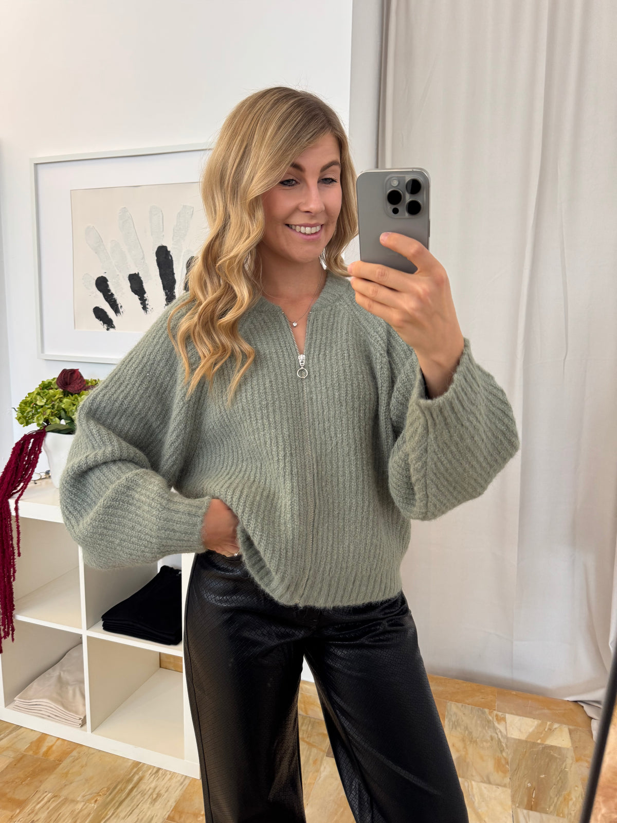 Rani Bomber Cardigan - salbeigrün