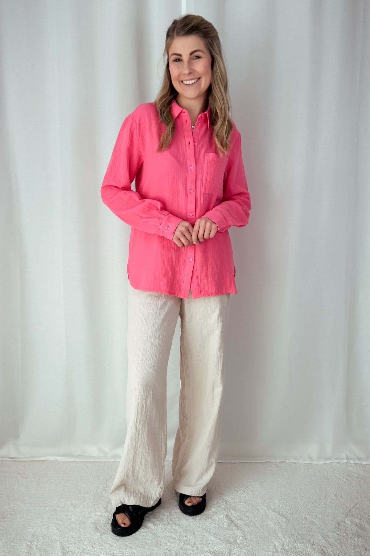 Musselinhemd Sastina - pink/beige