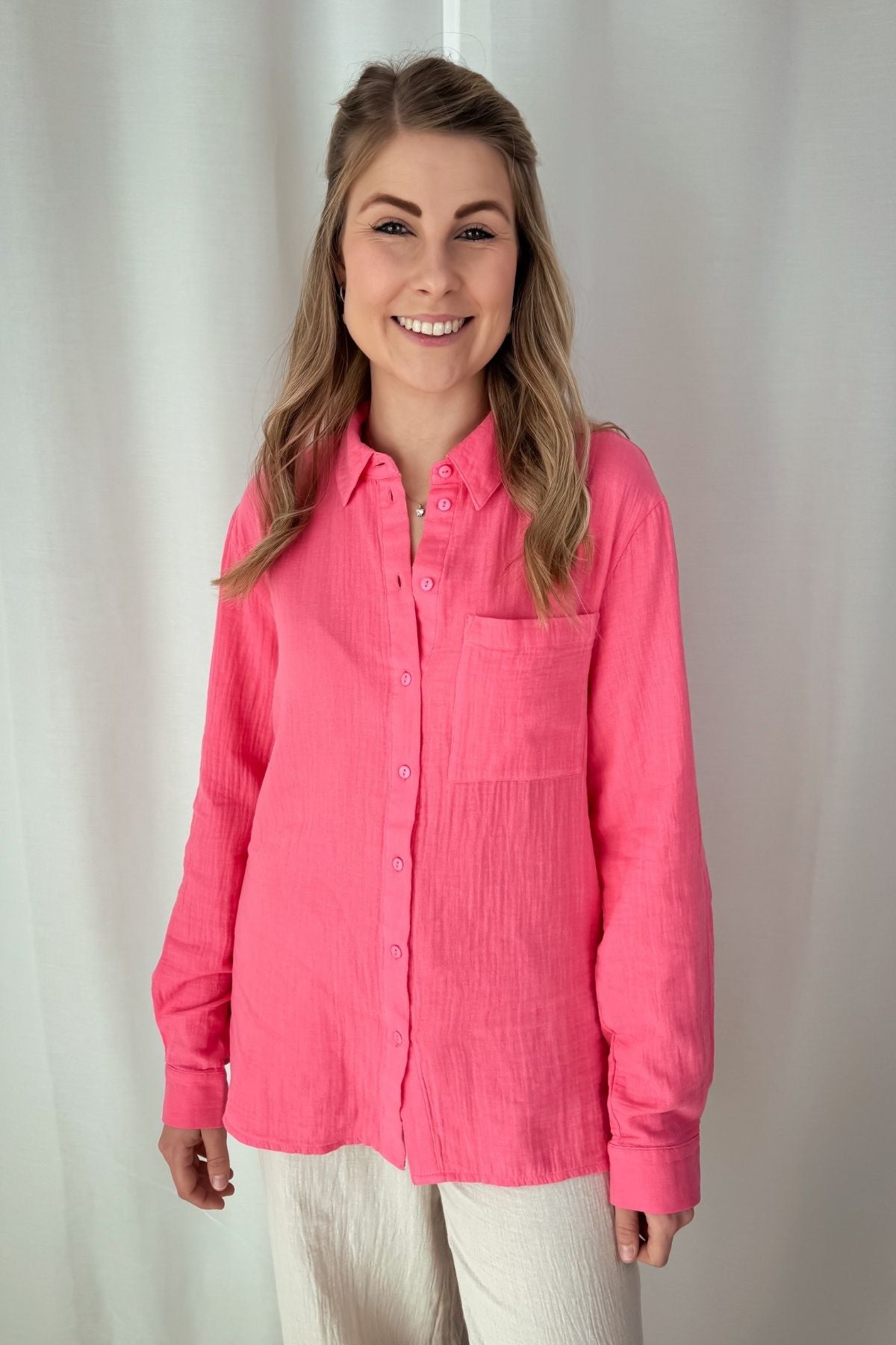 Musselinhemd Sastina - pink/beige