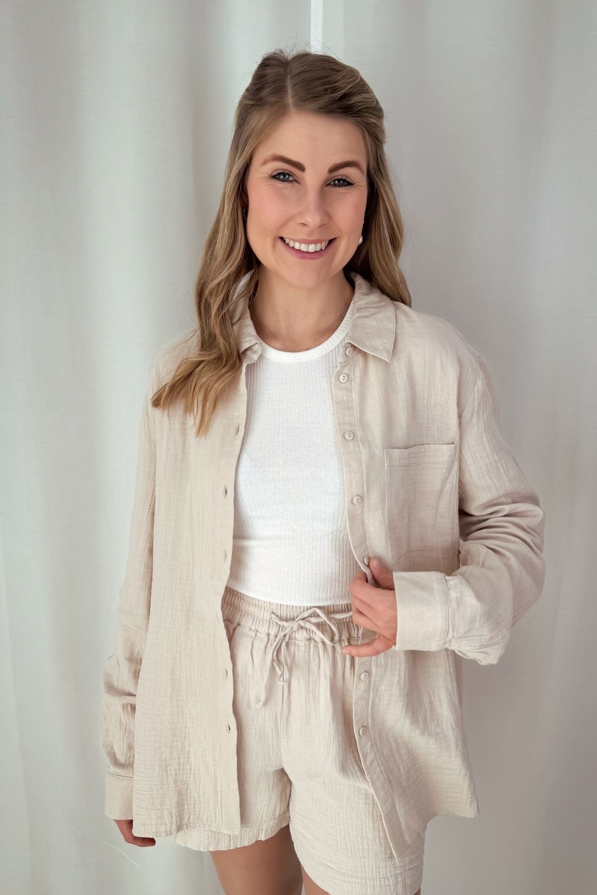 Musselinhemd Sastina - pink/beige