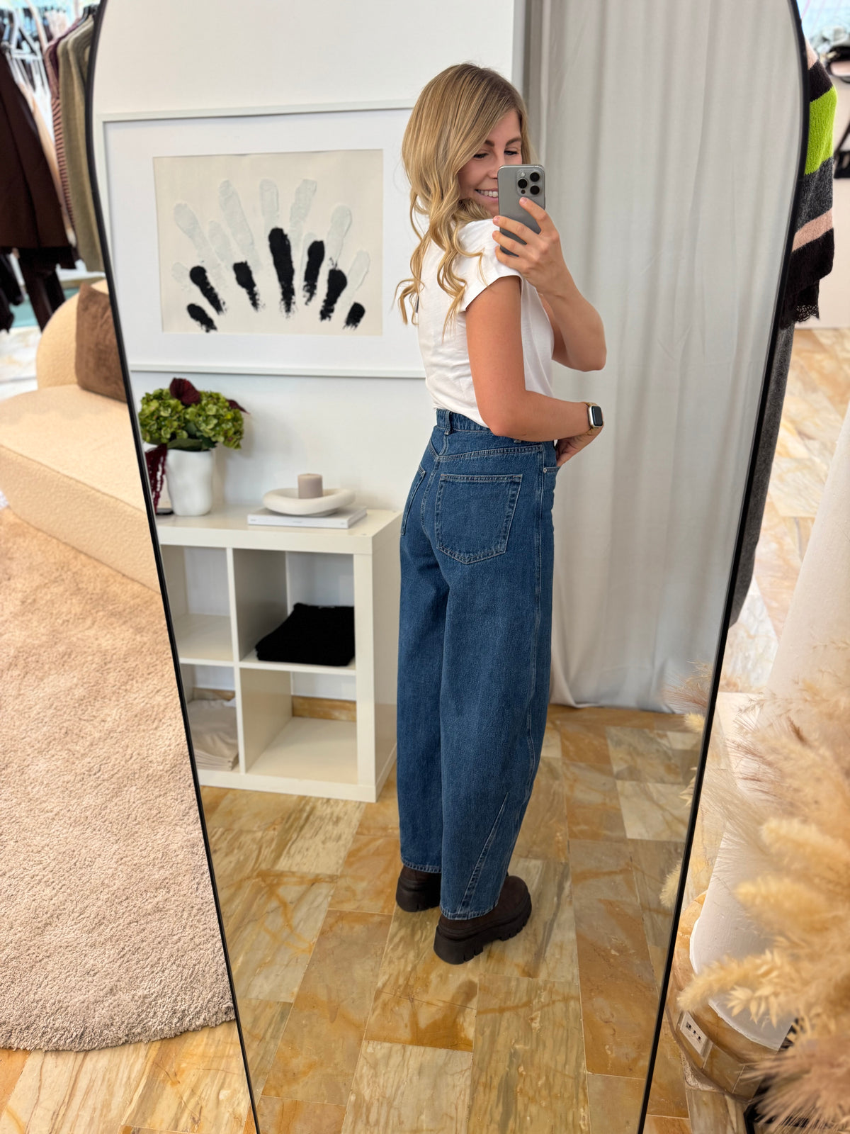 High Waist Barrel Jeans Camilla – Dunkelblau