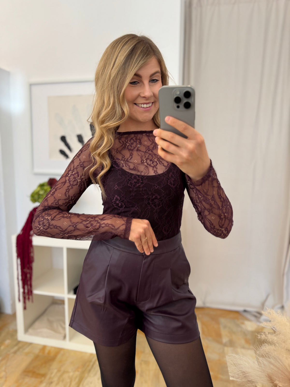 Spitzenbody Janiya - aubergine