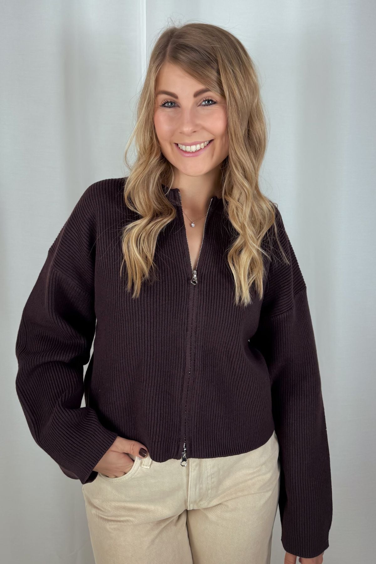 Llleana Cardigan - braun & weiß