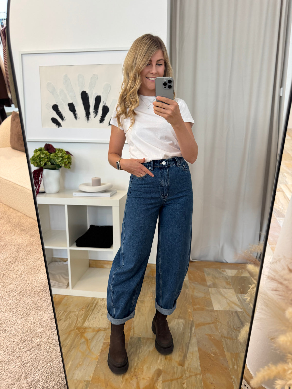 High Waist Barrel Jeans Camilla – Dunkelblau