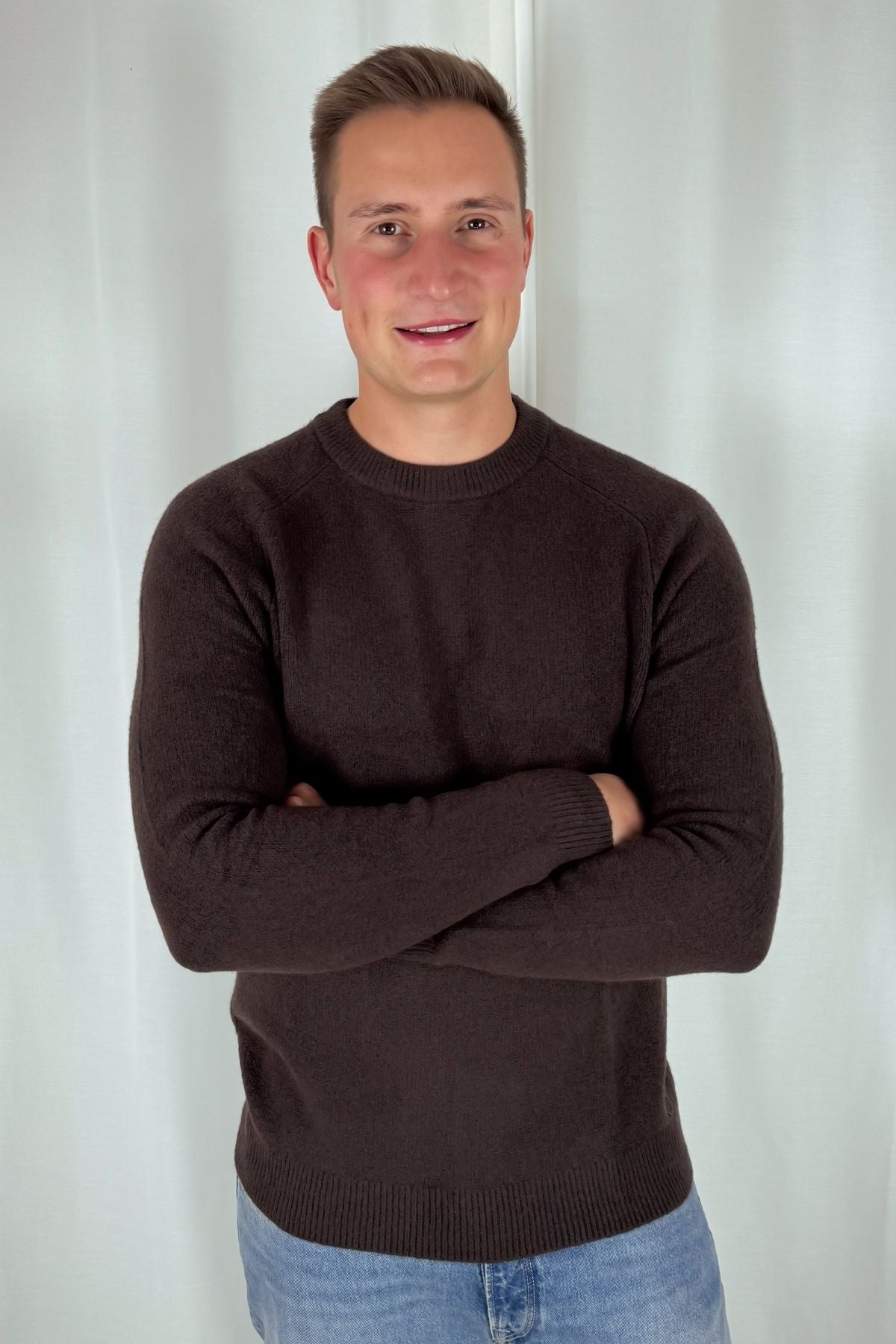 Crewneck Strickpullover Yvain - dunkelbraun