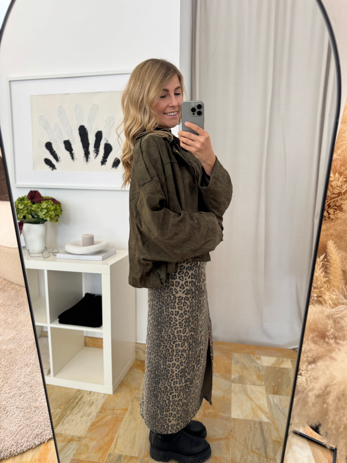 Suede Wildlederjacke Oversize - khaki