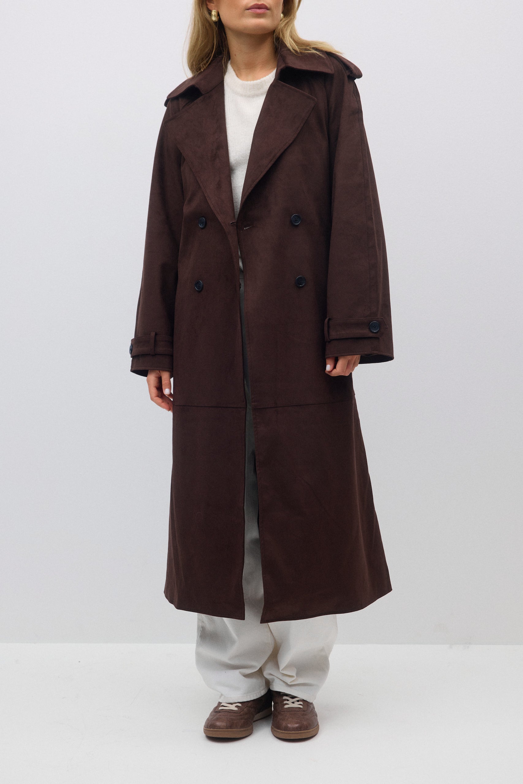 Trenchcoat - Suede - dunkelbraun
