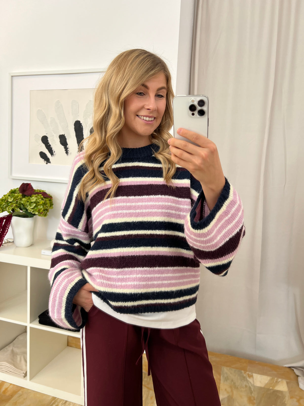 Lainey Jumper - rosa gestreift