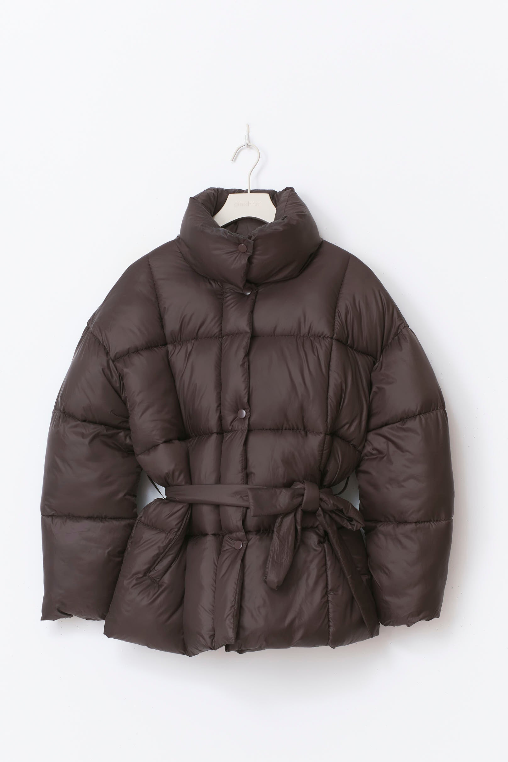 Pufferjacke mit Gürtel - braun