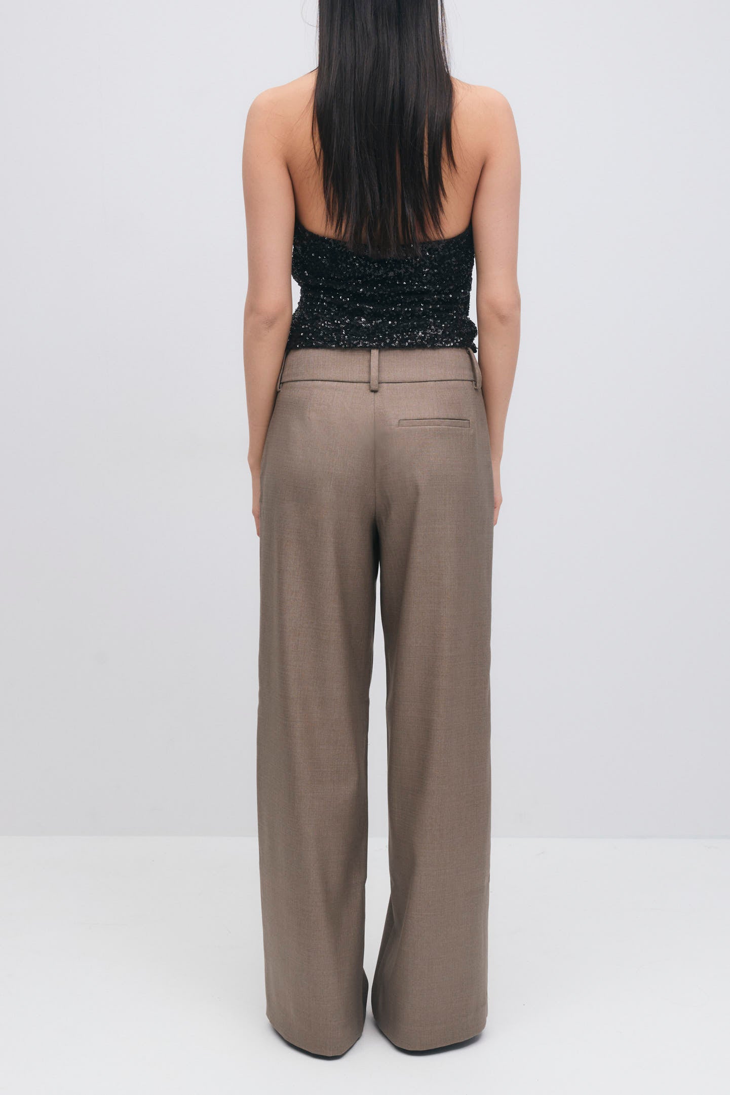 Stoffhose - weit - beige