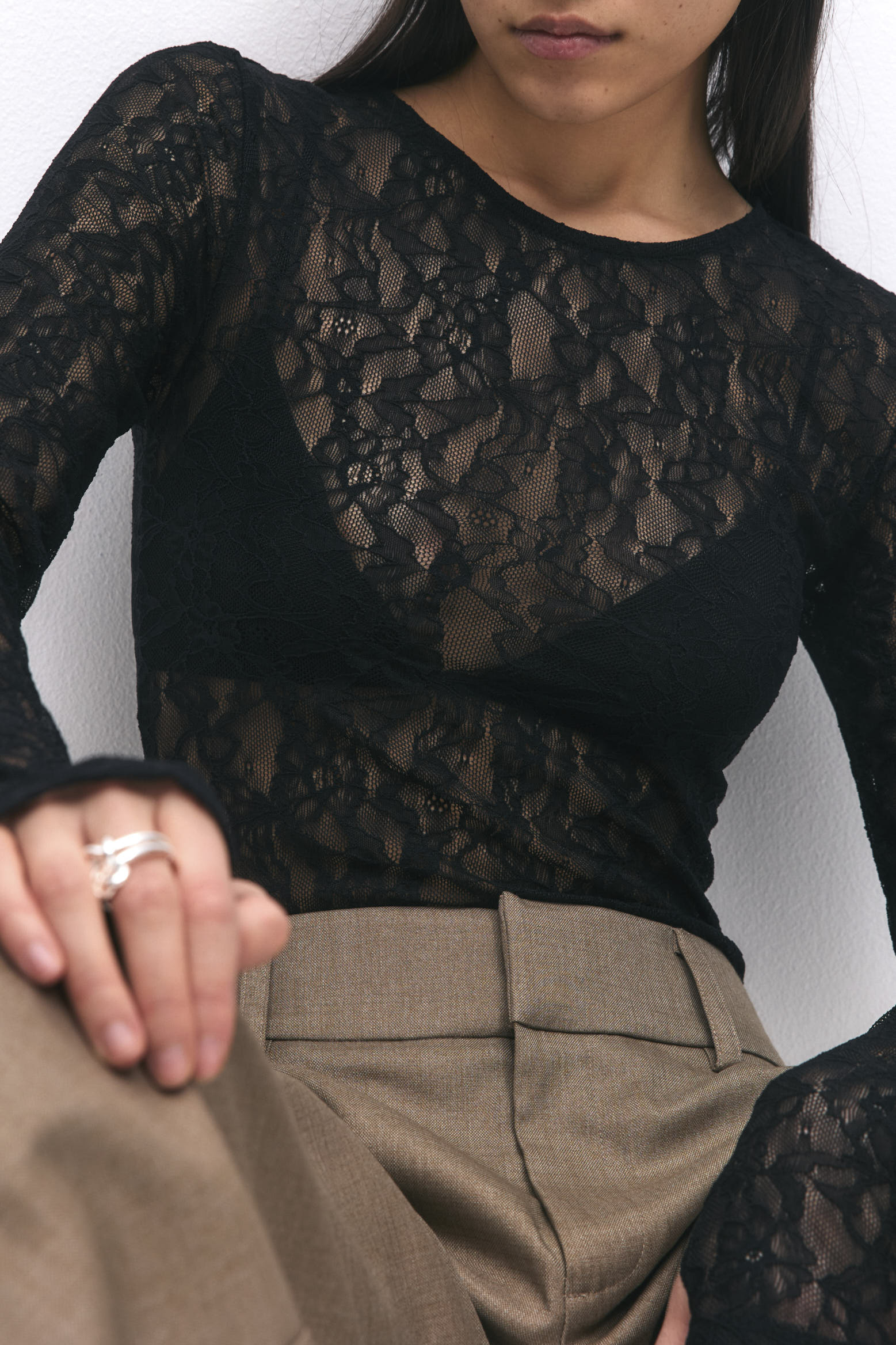 Spitzenbody - schwarz