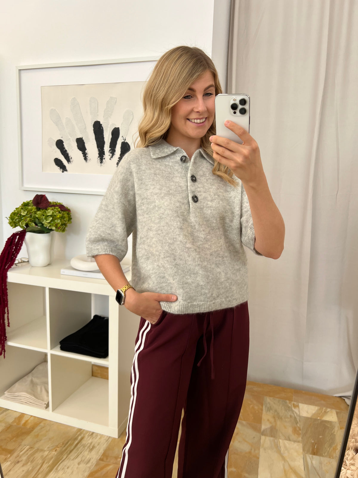 Strick Polo Callie - grau