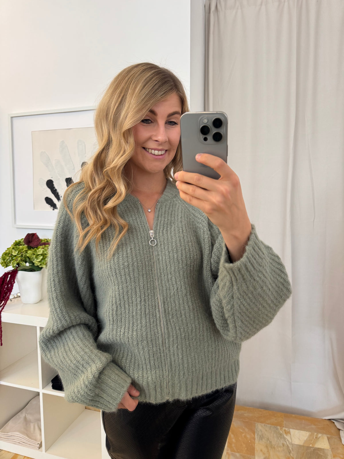 Rani Bomber Cardigan - salbeigrün