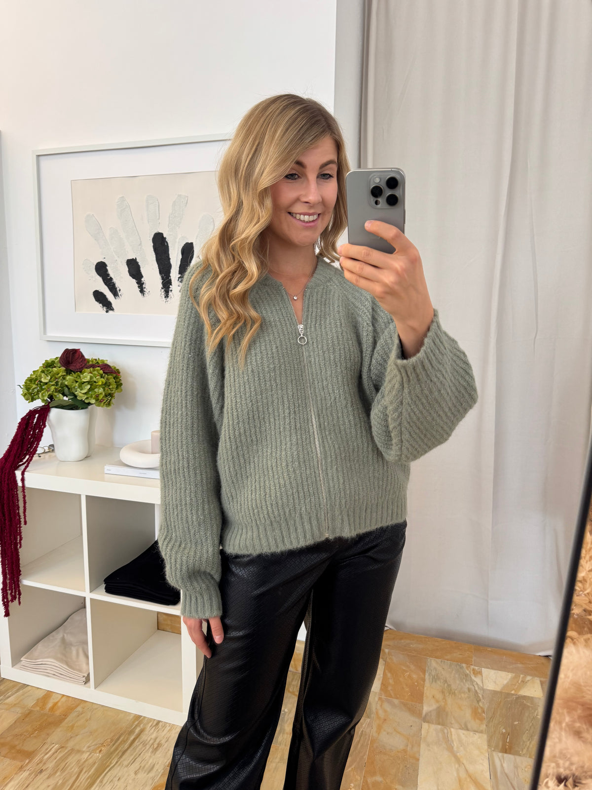 Rani Bomber Cardigan - salbeigrün
