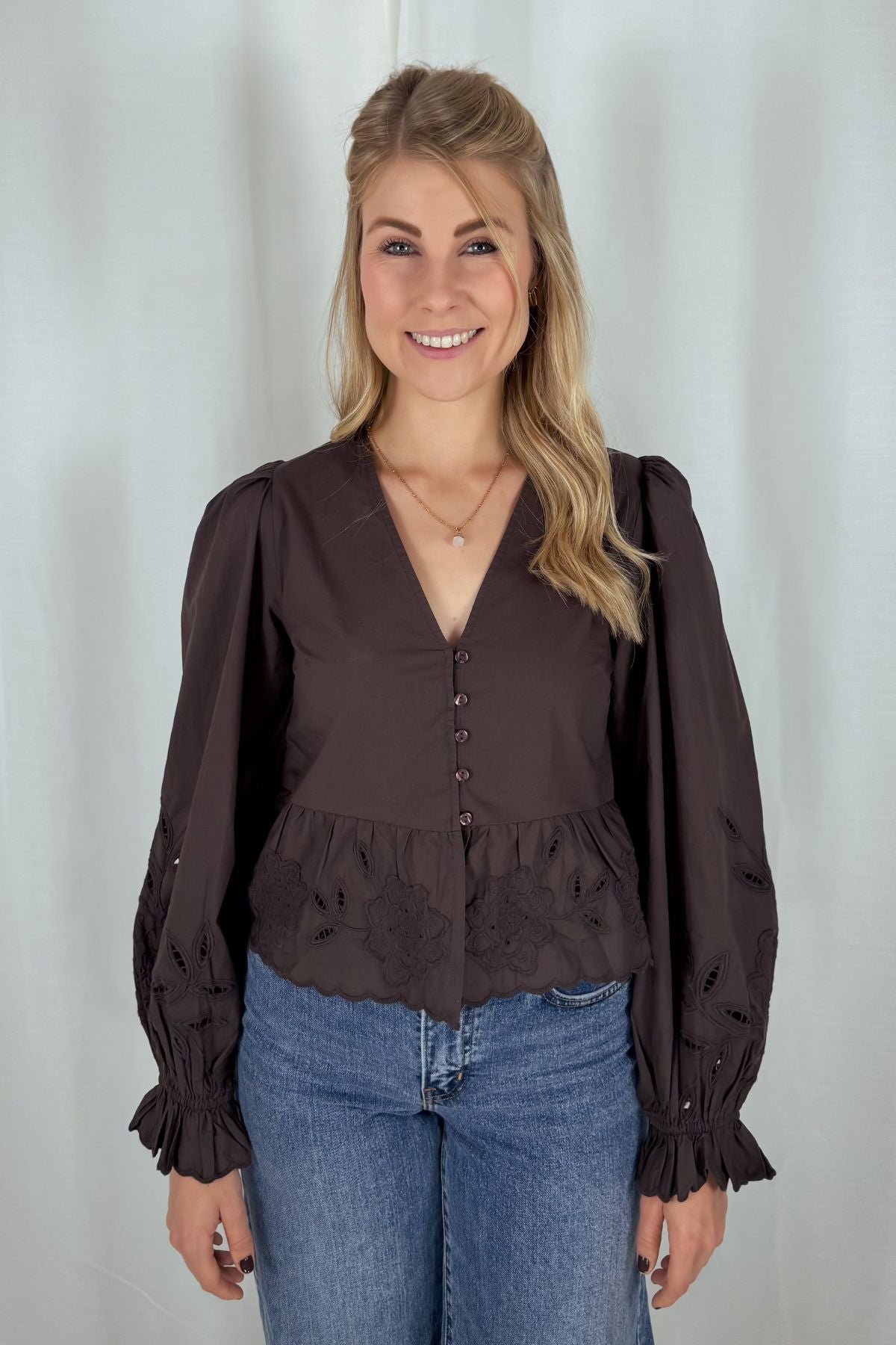 Lacing Bluse - braun
