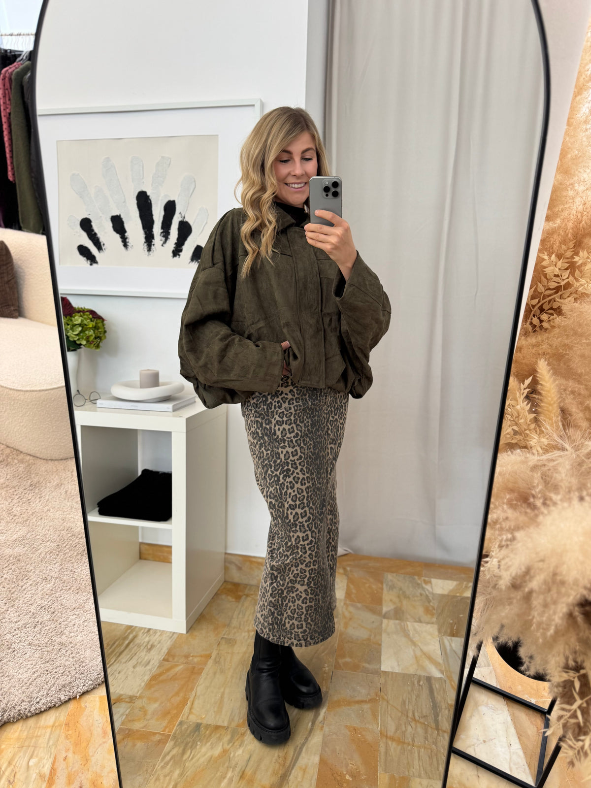 Suede Wildlederjacke Oversize - khaki
