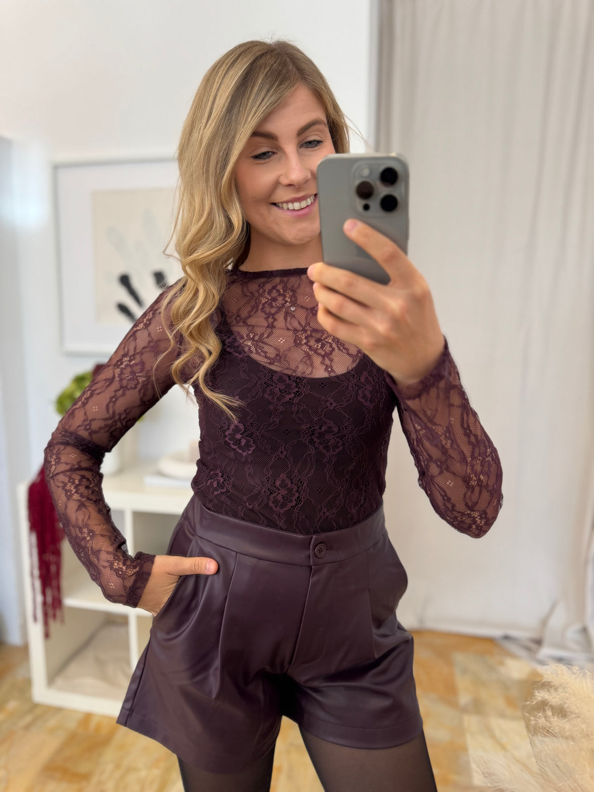Spitzenbody Janiya - aubergine