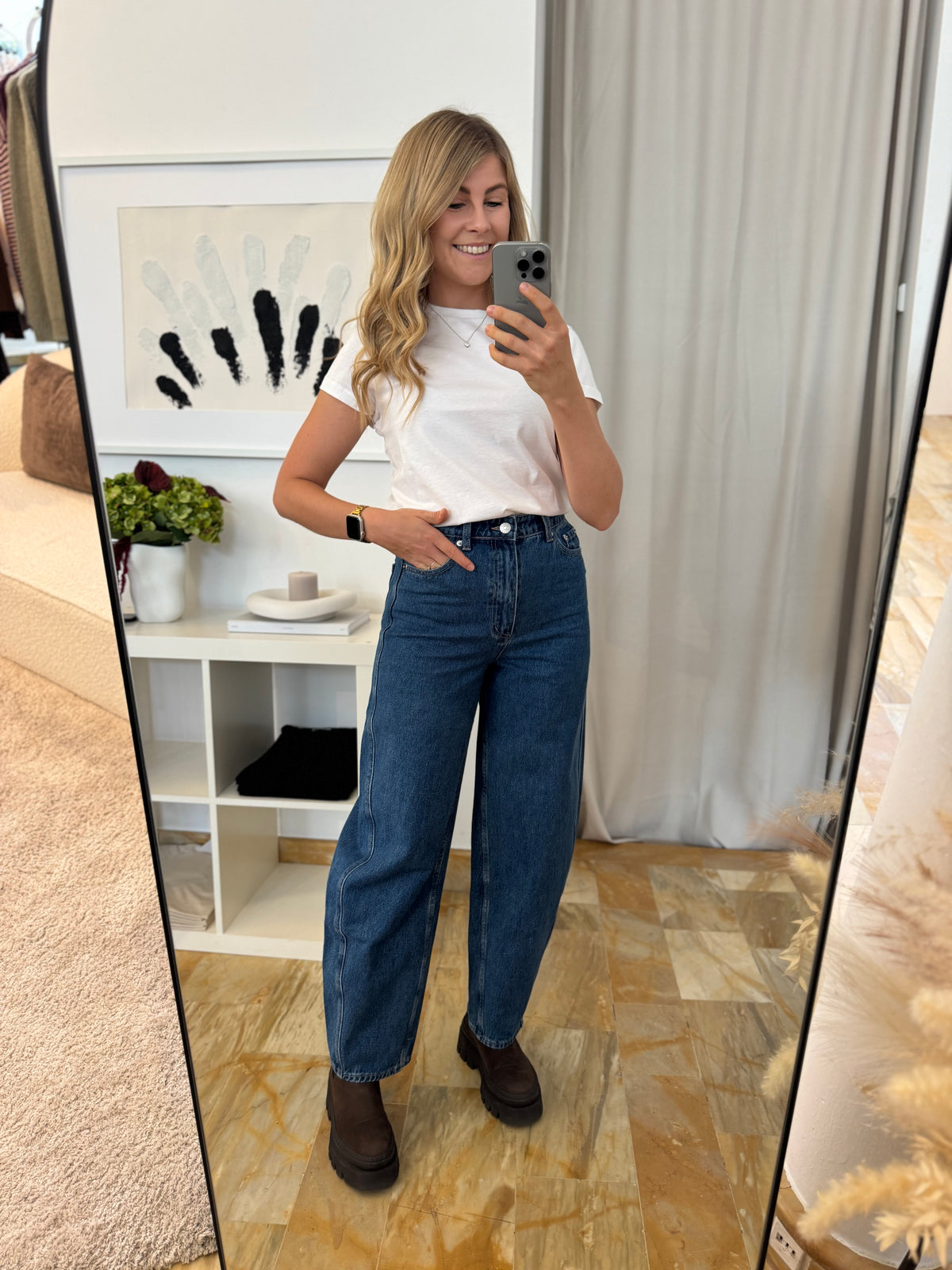 High Waist Barrel Jeans Camilla – Dunkelblau