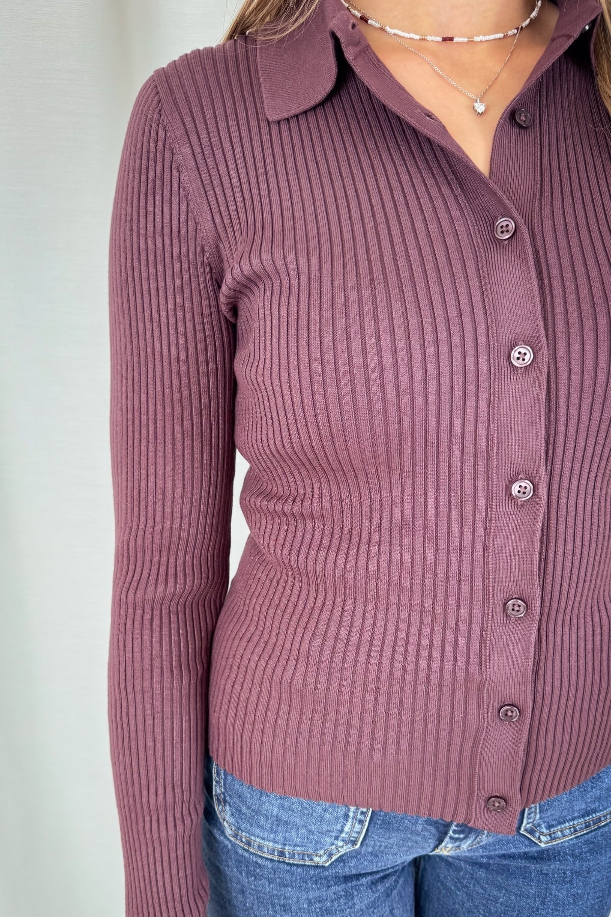 Polo Longsleeve Yvana - burgunder
