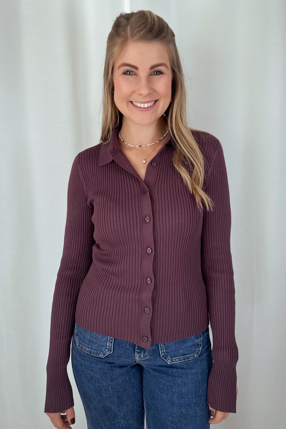 Polo Longsleeve Yvana - burgunder