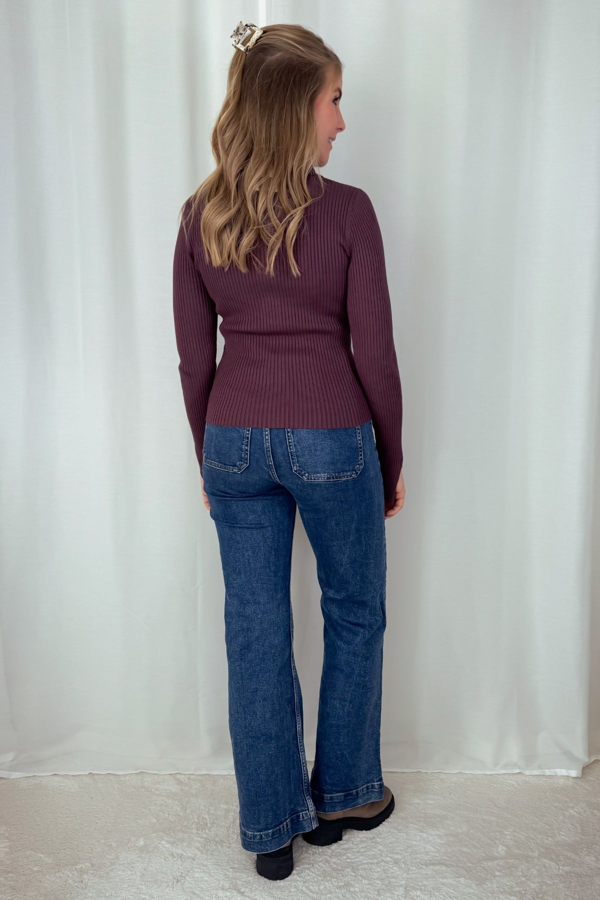 Polo Longsleeve Yvana - burgunder