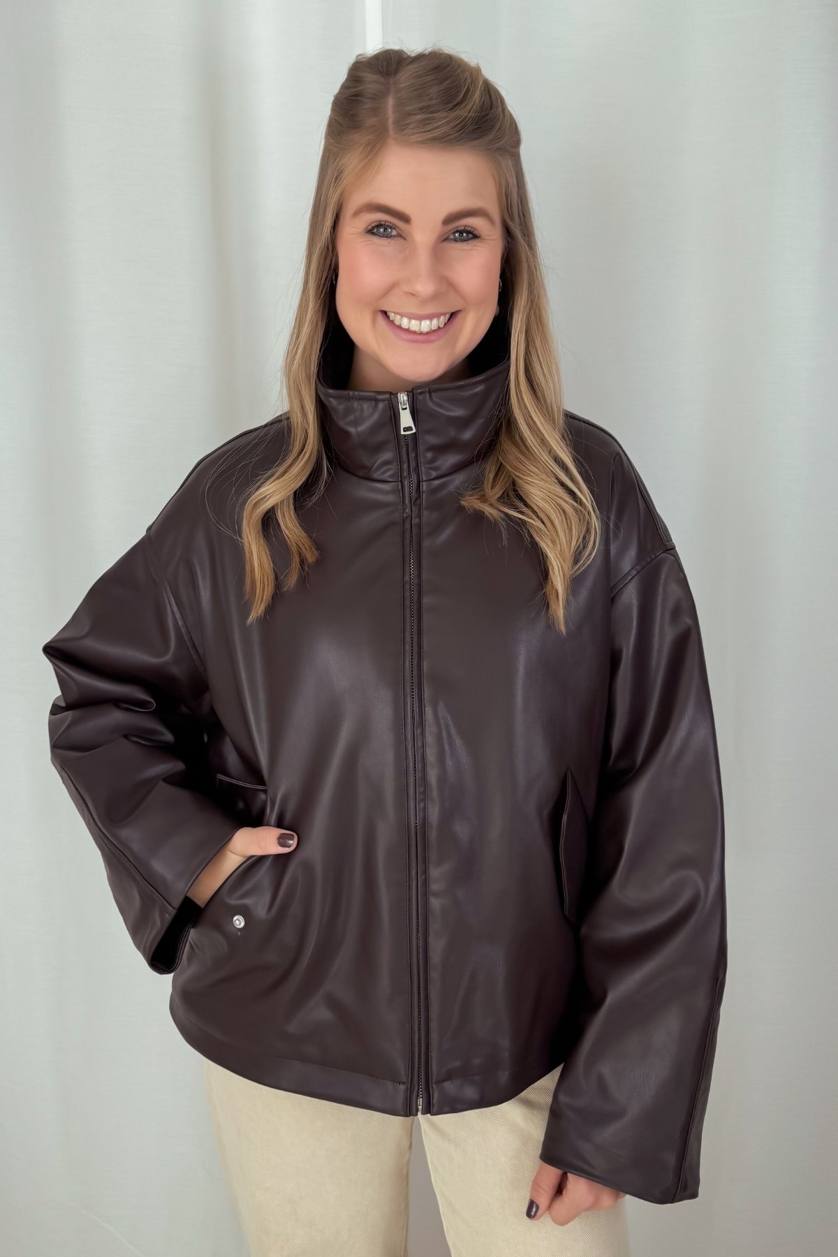 Lederbomberjacke Paisley - schokobraun