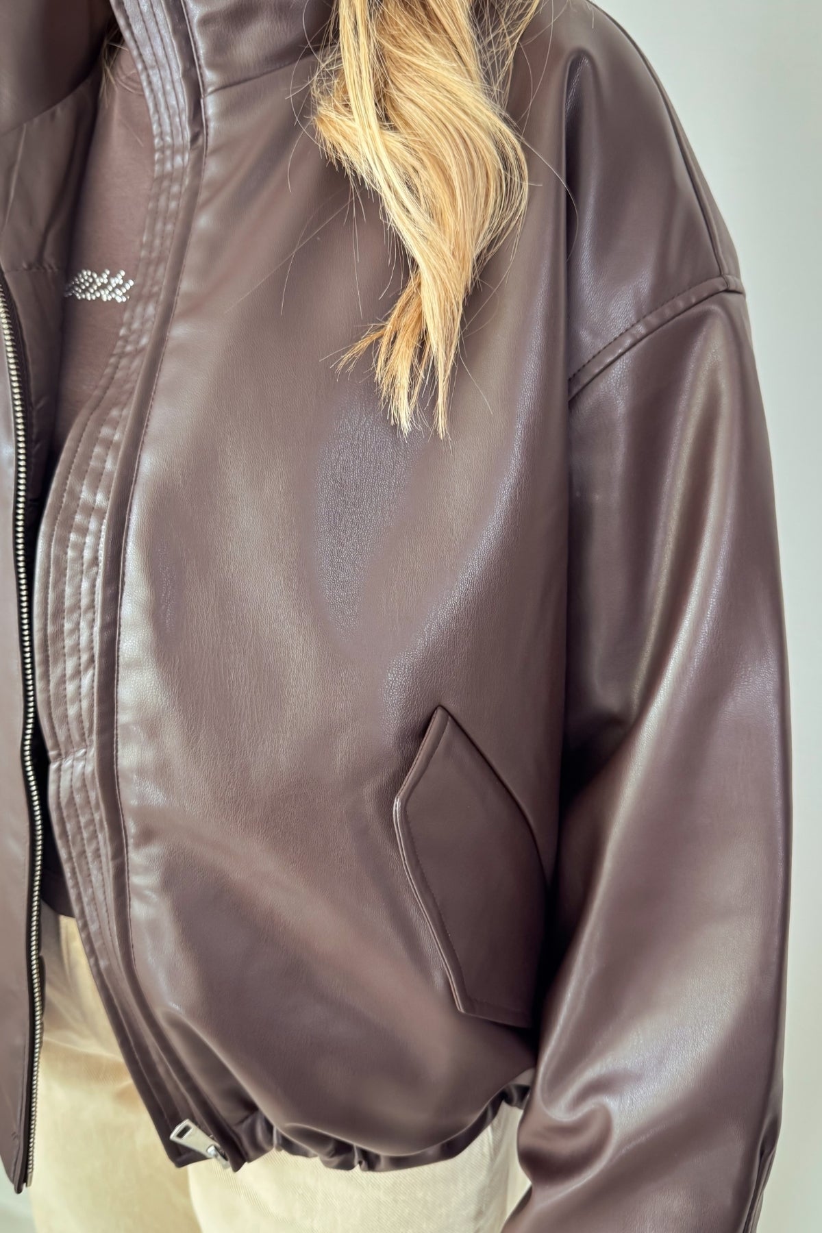 Lederbomberjacke Paisley - schokobraun