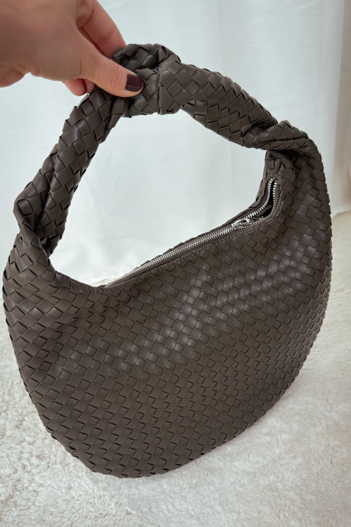 Braided Shoulder Bag - khaki